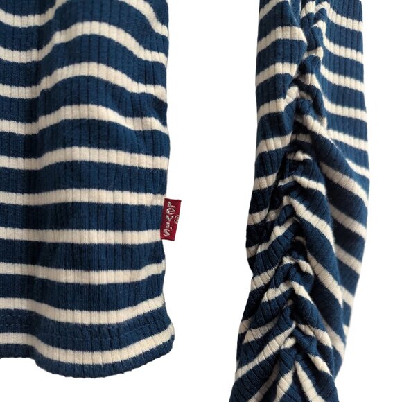 Levi's Ribbed Blue and White Striped Turtleneck - Picture 6 of 10
